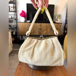 Vintage Cream Beaded Handbag